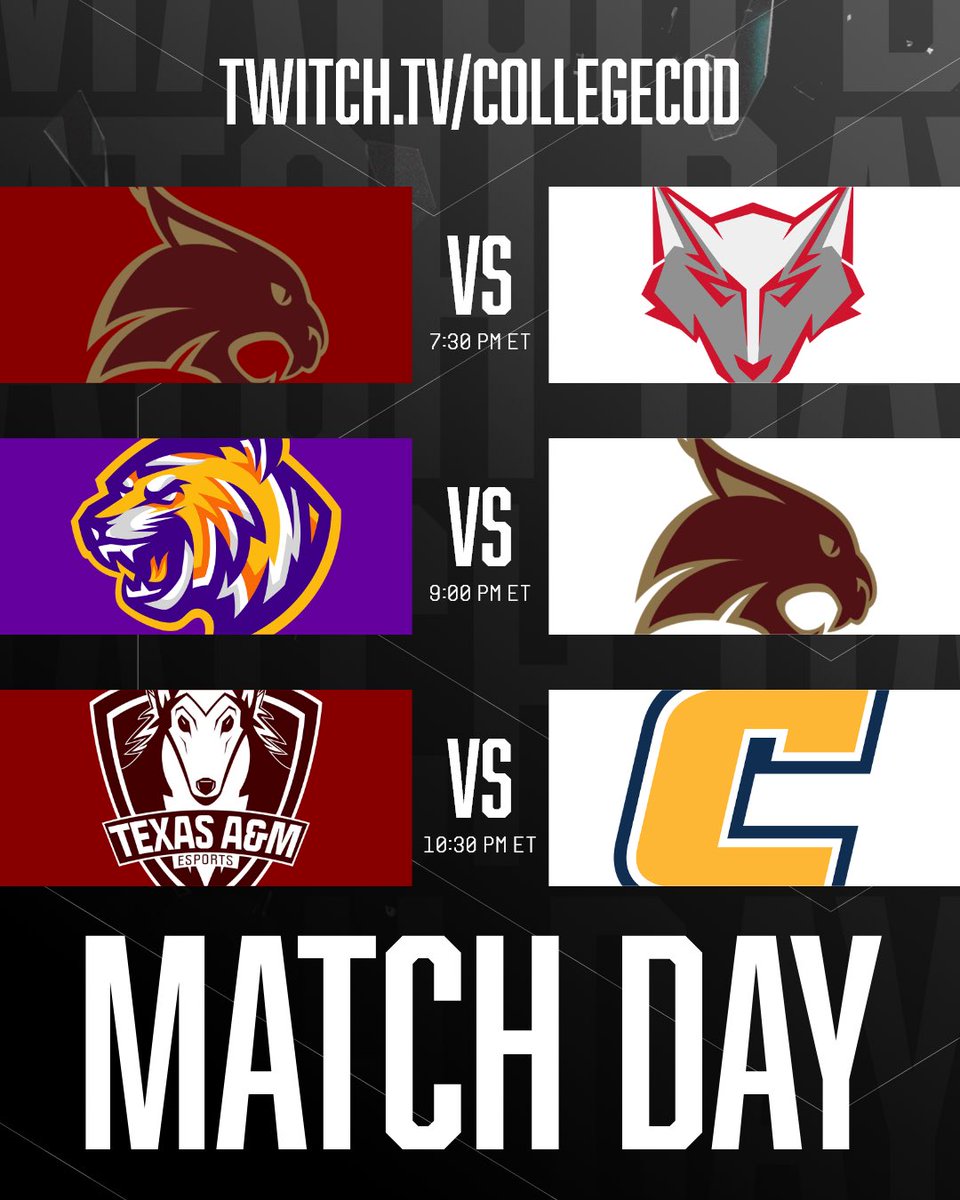 It’s MATCH DAY!! 

Welcome to Week 4 Day 1!

Starting tonight at 7:30 EST!

📺 twitch.tv/collegecod