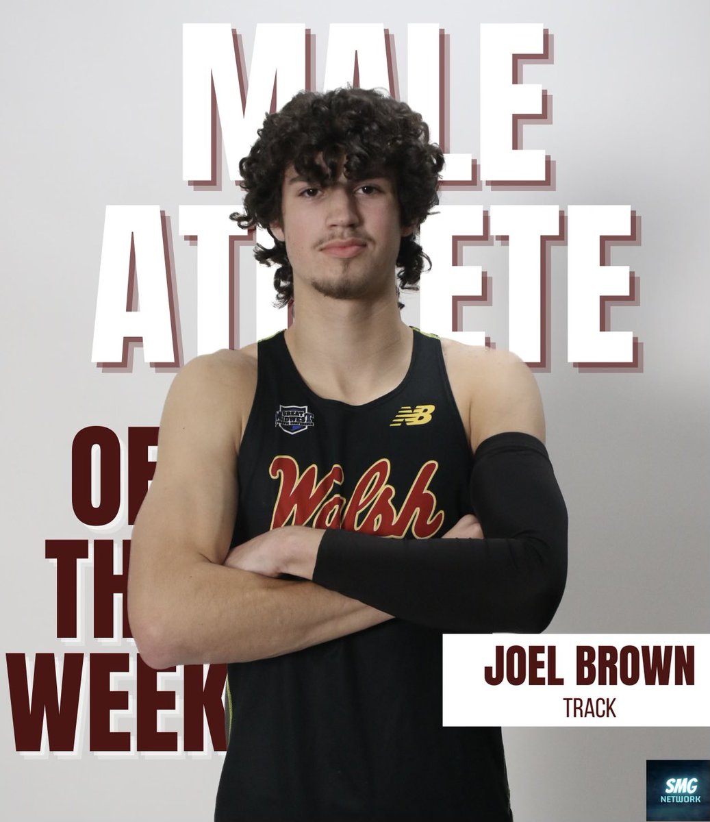 With his runner up finish in the Heptathlon, Joel Brown earned Walsh Male Athlete of the Week! 
Joel scored 5040 points in the event, hitting a D2 provisional mark! 
#SwordsUp