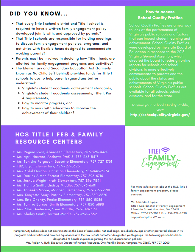 Check out the 23/24 Title I Family Engagement Program's Annual Newsletter! <a href="/HamptonCSchools/">Hampton City Schools</a> <a href="/HCS_TitleI/">HCS Title I Program</a> <a href="/JaradM/">Jarad Munroe</a> 

 bit.ly/FESProgramNews…