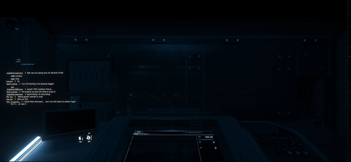 JadeStarwatcher's tweet photo. So, after my group took the Idris today I get hit with homophobia and intentional misgendering &amp; told it's just "gamer words". This has no place in #StarCitizen. I messaged support with a screenshot. I'd hope @RobertsSpaceInd support of LGBTQ+ players extends beyond Pride Month. https://t.co/bHeUzHuipC