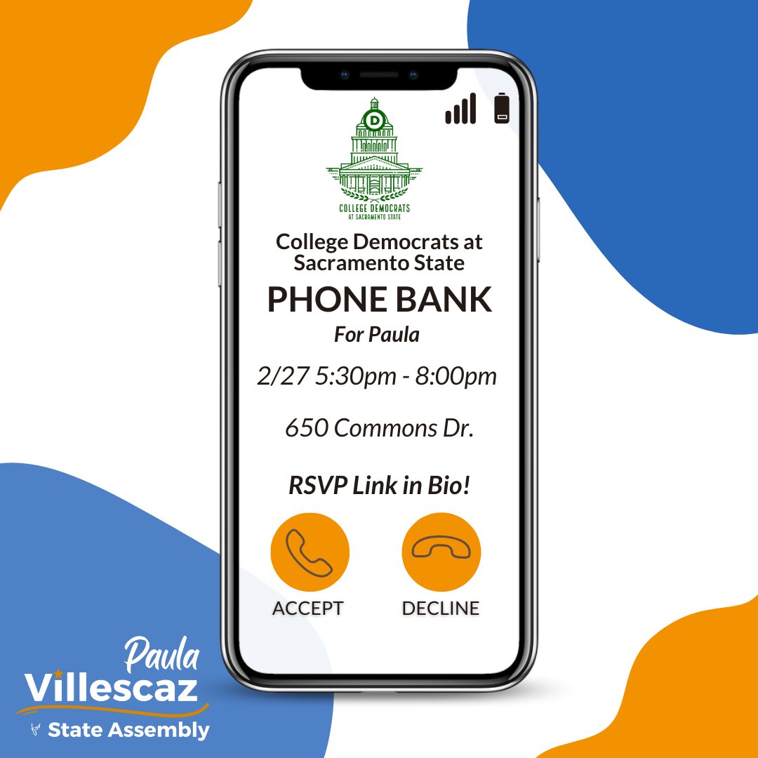 Join us tomorrow evening for a phone bank with @csusdems! RSVP using the link in the bio. #TeamPaula #AD06