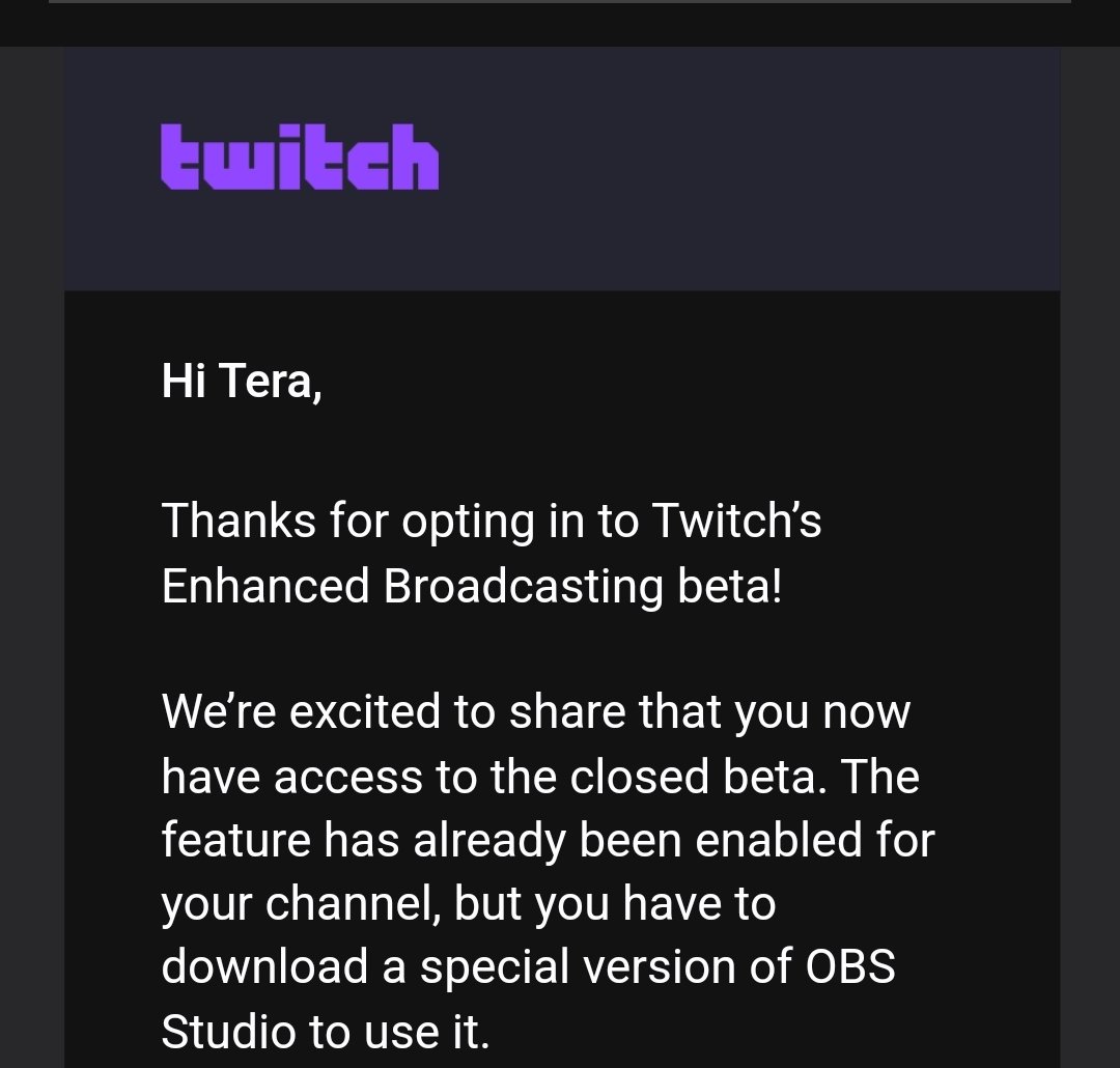 I got into the Twitch/OBS beta for their new Enhanced Broadcasting! 

Hey <a href="/NVIDIAGeForce/">NVIDIA GeForce</a>, got any 4070s laying around to give this AV1 encoder a ride? 😎