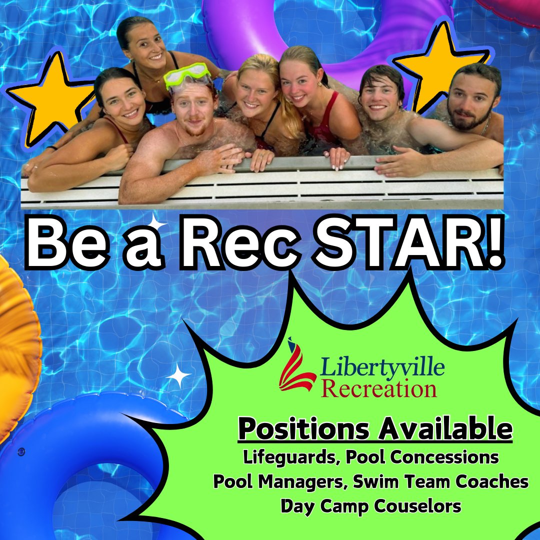 Looking for a summer job? The Libertyville Recreation Department has several opportunities. Apply today here: libertyvillerecreation.com/DocumentCenter…