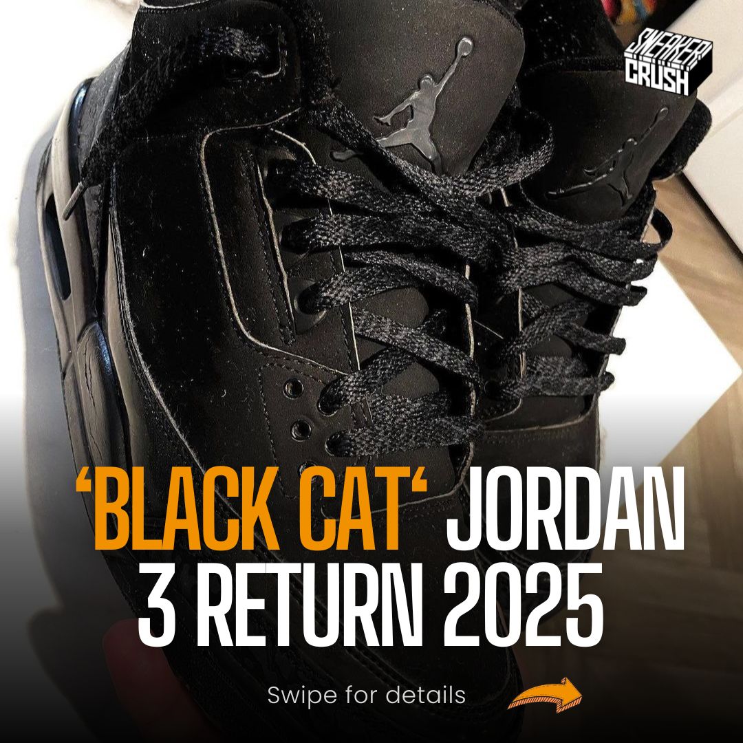 sneakercrush's tweet photo. The ‘Black Cat’ Jordan 3 return early 2025 https://t.co/yP9IeaYlix