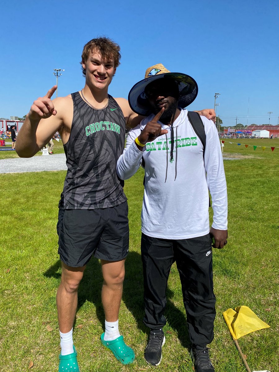 Excited to set the school record of 52.4m/171.12' in Javelin in my 1st meet. Thx to Coach Fuller &amp; Choctaw Nation for supporting me. #1Tribe ✝️🏹