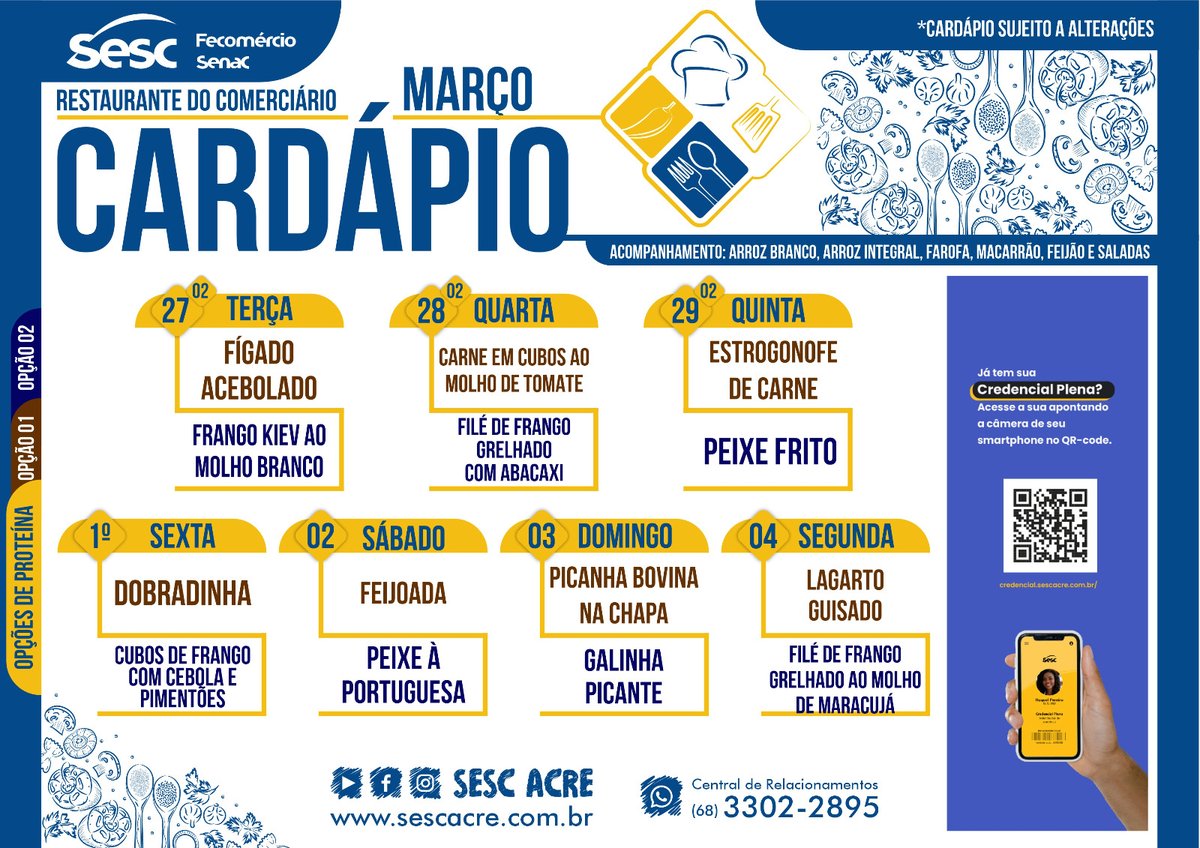 Cardápio Restaurante Sesc