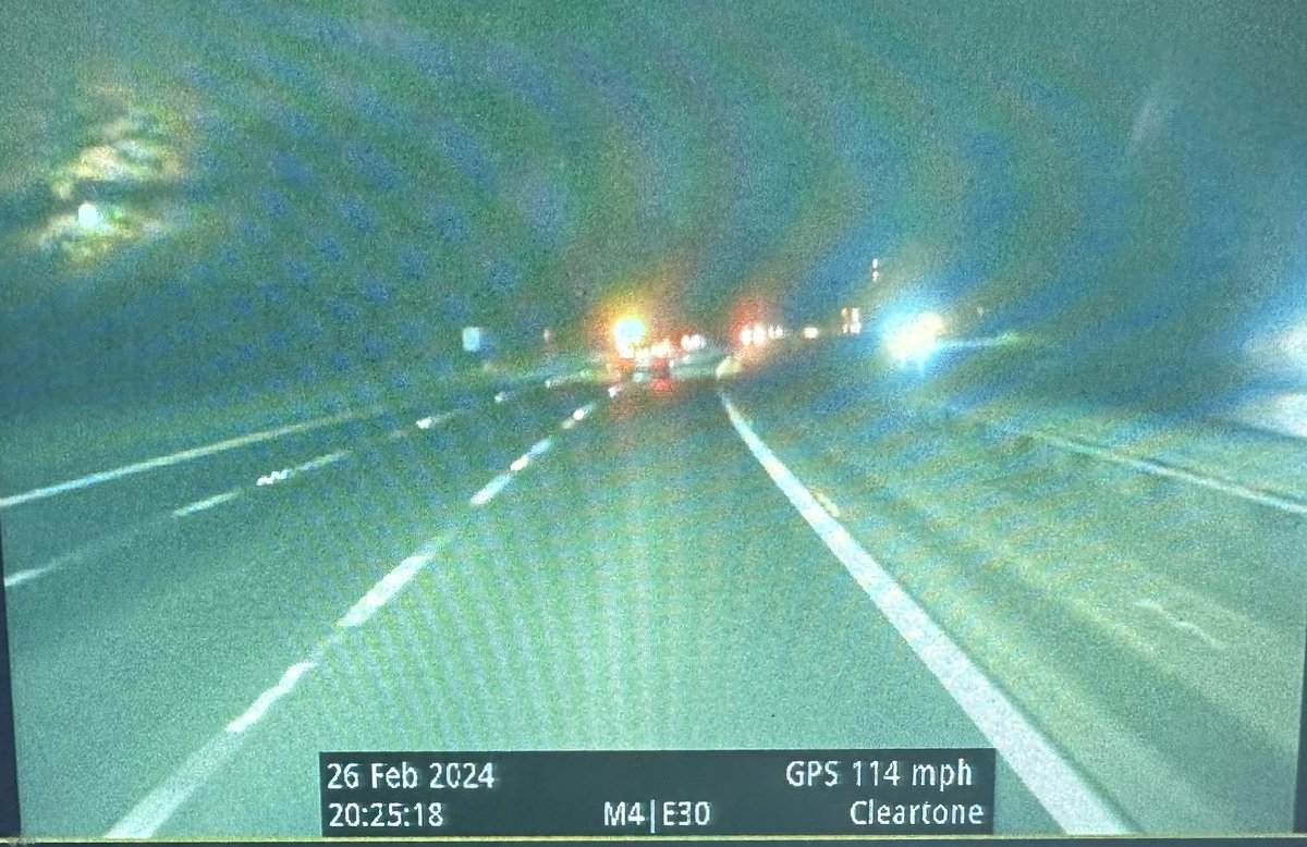 114mph along the M4 because your infant daughter is crying in the back, is the opposite of a good excuse.  So distracted, this driver was unaware they’d passed the static speed check; or that they were then followed by a marked vehicle to Membury.  #summons #fatalfive