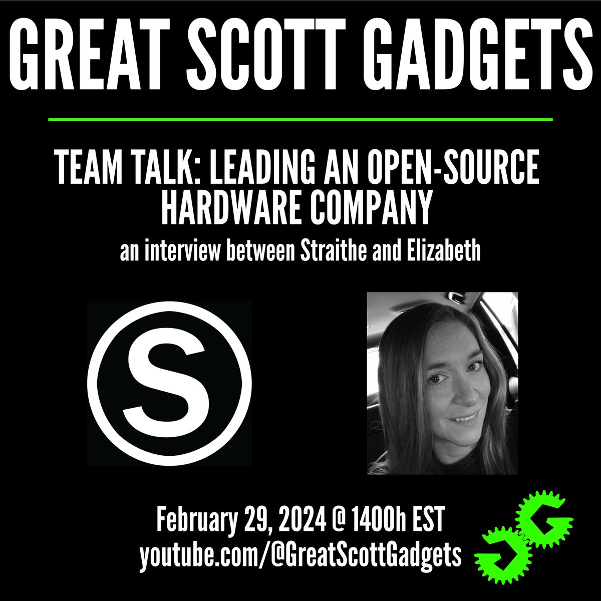Great Scott Gadgets (@gsglabs) on Twitter photo This Thursday February 29th, <a href="/Straithe/">straithe is on other sites</a> will be interviewing Elizabeth (the CEO of GSG) about leading an open-source hardware company. Join us @ 1400h EST on YouTube: youtube.com/watch?v=IekZtY… This Thursday February 29th, <a href="/Straithe/">straithe is on other sites</a> will be interviewing Elizabeth (the CEO of GSG) about leading an open-source hardware company. Join us @ 1400h EST on YouTube: youtube.com/watch?v=IekZtY…