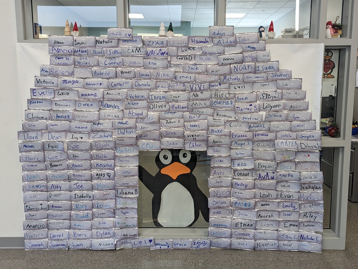During our 10% challenge, students at HBES who reached their 10% goal wrote their name on an ice brick and together as a school we created Jiji an igloo! Nice job HBES students! <a href="/MrsHannahBrewer/">Hannah Brewer</a> <a href="/n_reed3/">Nikki</a> <a href="/LudlowPublicSch/">LudlowPublicSchools</a> <a href="/STMath/">ST Math Educator? Follow us on MINDEduOrg!</a> #STMath