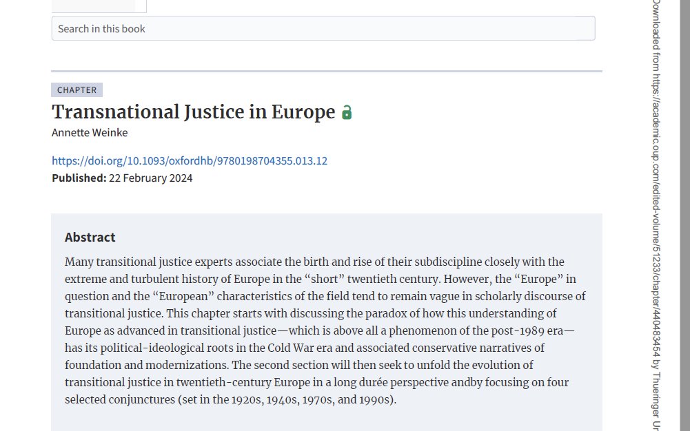 Happy to announce that my article Transitional Justice in Europe just went online, in The Oxford Handbook of Transitional Justice, ed. by Jens Meierhenrich, Alexander Laban Hinton and Lawrence Douglas