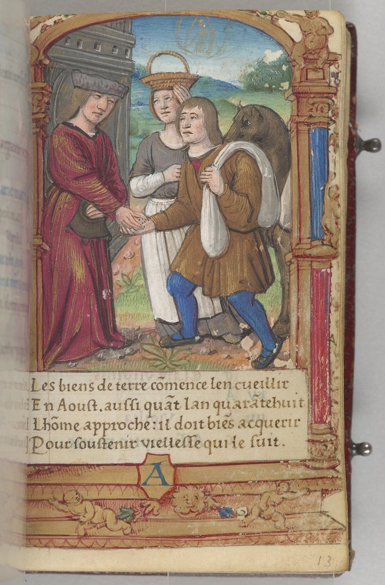 Medieval money management advice: the text on this page recommends that when a man nears the age of 48, he should acquire what he needs to sustain him in his old age, an act of prudent money management. #MorganLibrary #medievalist