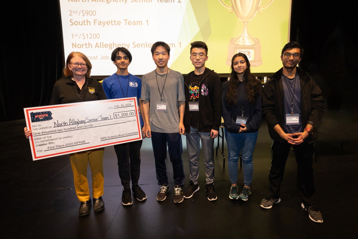 NETL_DOE's tweet photo. Congratulations to North Allegheny Senior High School Team 1, winners of Saturday’s Western Pennsylvania Science Bowl high school competition sponsored by #NETL. Good luck as you prepare for the National Science Bowl in Washington, D.C. https://t.co/cO6eqRaWn3 #NETLSTEM https://t.co/soK68BlnFM