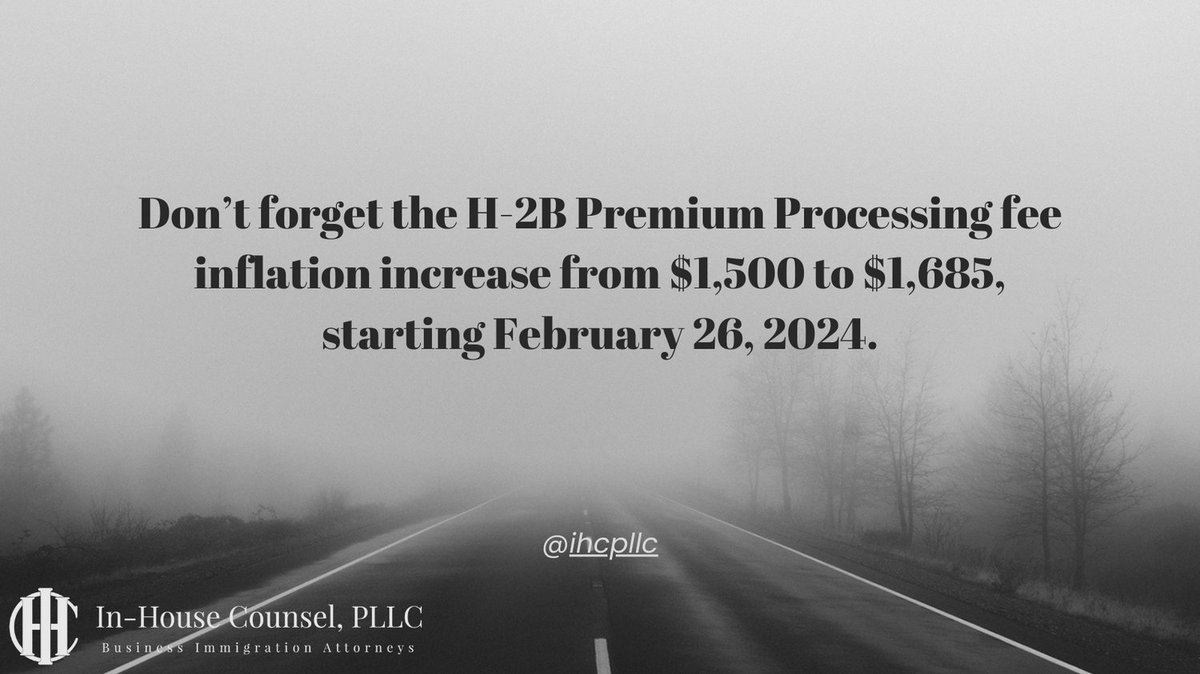 Today is the day, don't forget about the premium processing fee increase. #h2b #ihcpllc