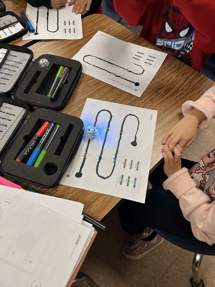 Hanging with some kindergarten and 1st grade friends today coding with our <a href="/Ozobot/">Ozobot</a>! The coding lesson plans make it super easy to get started!