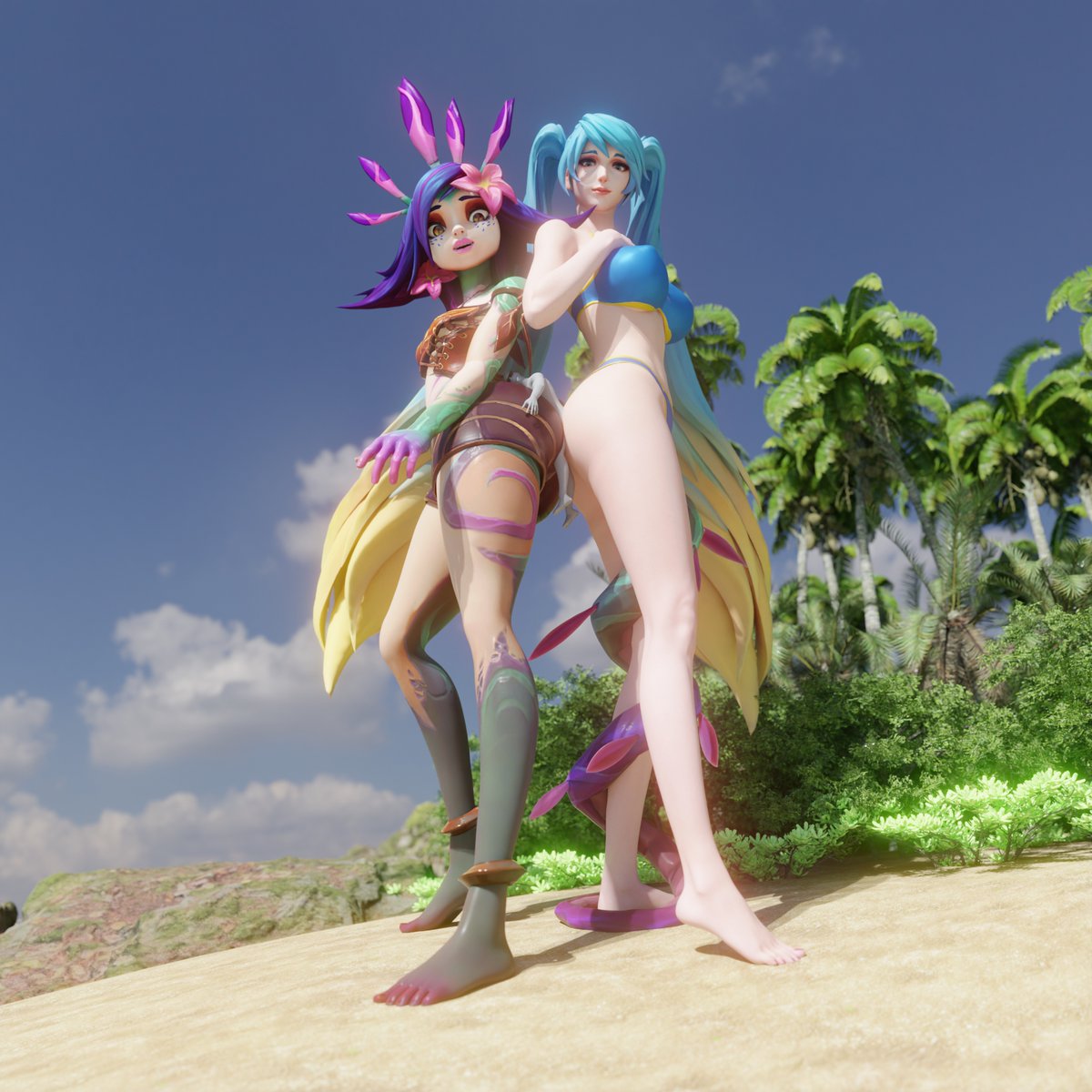 Big Neeko and Sona for <a href="/Crysskail_art/">Crysskail</a>!

#giantess #SizeTwitter