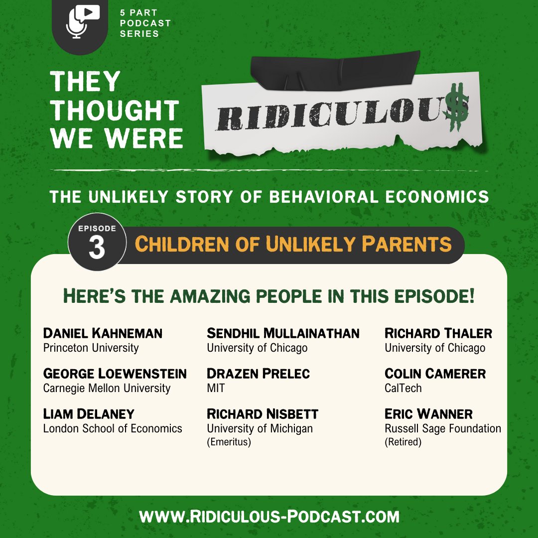behavioralgroov's tweet photo. Ep. #3: Children of Unlikely Parents▶️https://t.co/MmViSDRpXD
Thank you to all of the amazing people highlighted in this episode!!!✨@kahneman_daniel, @LiamDelaney2020, @m_sendhil, @dprelec, @CFCamerer, @R_Thaler, George Loewenstein, Richard Nisbett, & Eric Wanner.
#TTWWR https://t.co/dfHYBdFBAR