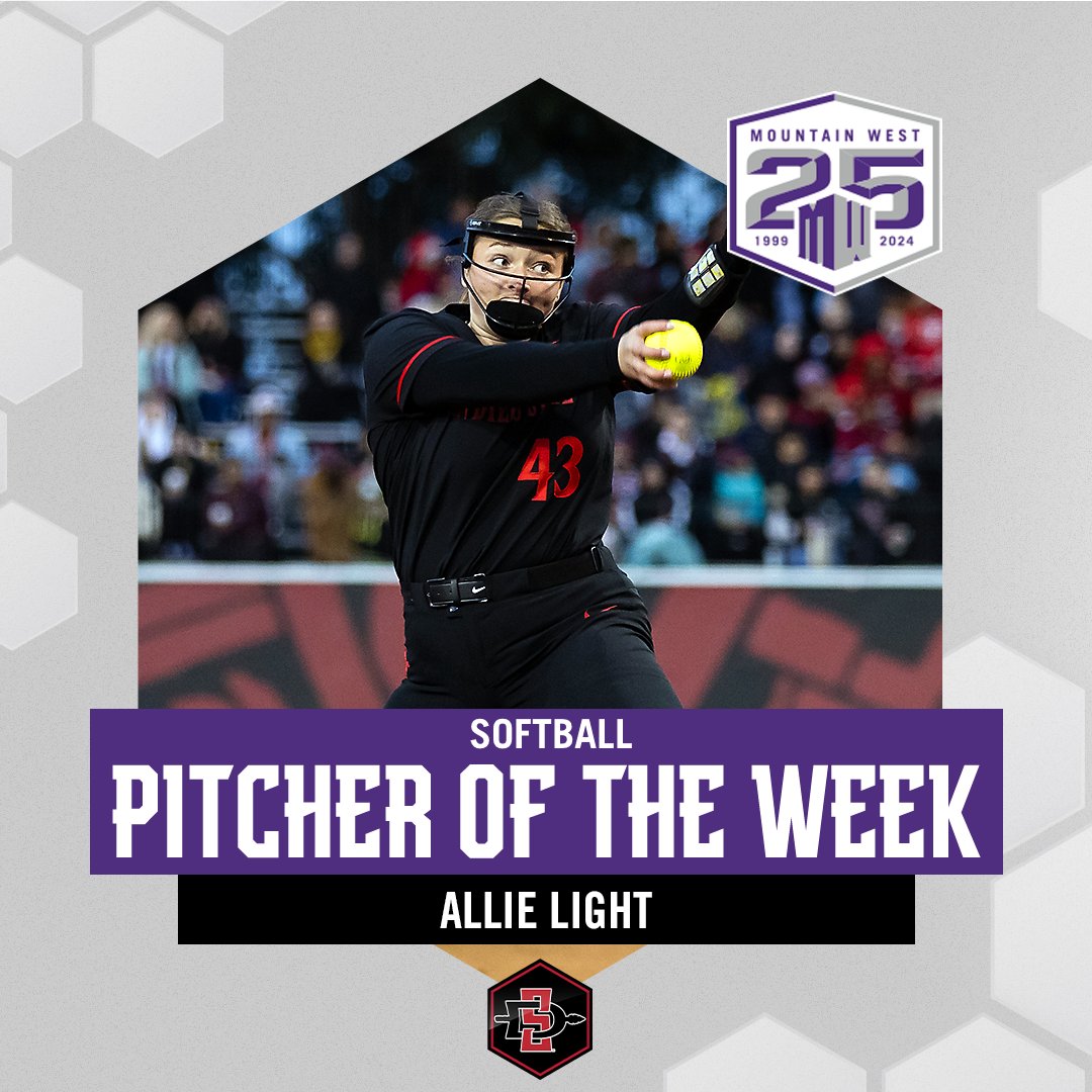 Allie Light helped the Aztecs to a 3-1 week, including a top-25 win over then-No.11/13 Missouri, logging a 2-1 week in the circle with a 1.97 ERA over 10.2 innings 🔴🥎⚫️ #MakingHerMark | #MWSB | #GoAztecs