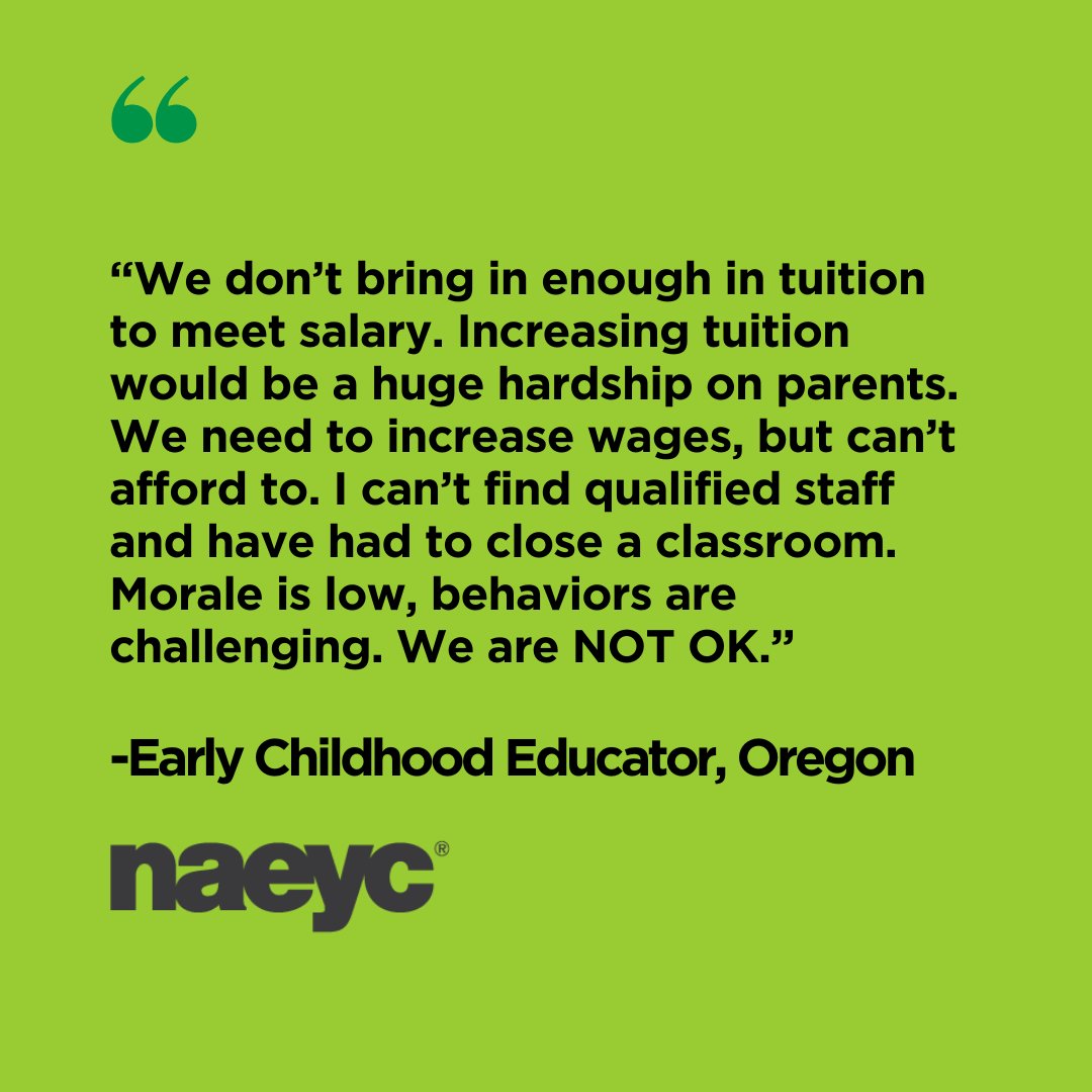 Our newest Early Childhood Education workforce survey captures the challenges the field is facing in the wake of child care stabilization funding expiring. 

Read our national brief and find your state specific survey data! naeyc.org/ece-workforce-…