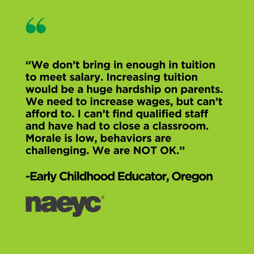 Our newest Early Childhood Education workforce survey captures the challenges the field is facing in the wake of child care stabilization funding expiring. Read our national brief and find your state specific survey data! naeyc.org/ece-workforce-…