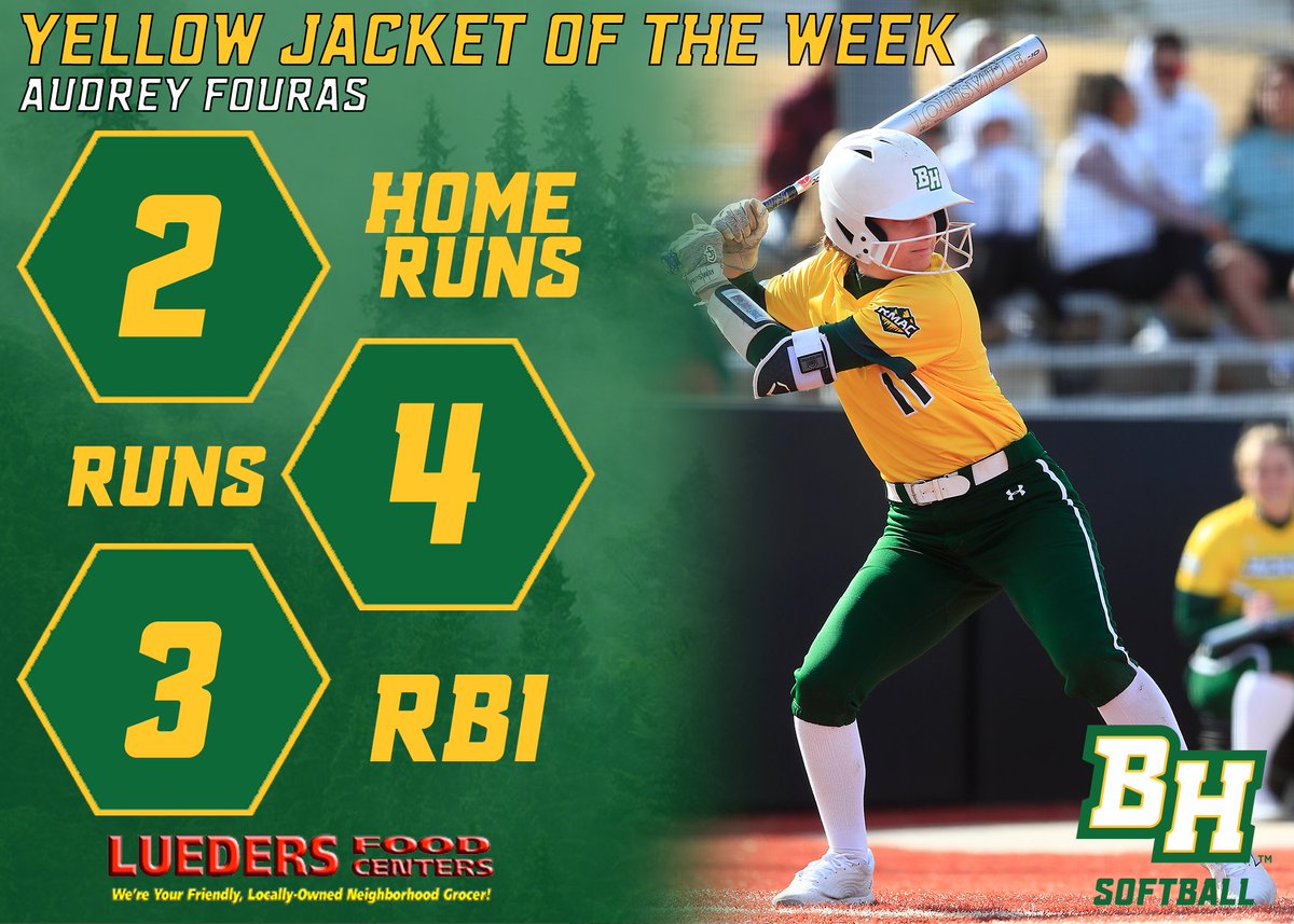 𝙔𝙀𝙇𝙇𝙊𝙒 𝙅𝘼𝘾𝙆𝙀𝙏 𝙊𝙁 𝙏𝙃𝙀 𝙒𝙀𝙀𝙆 ‼️

It was a stellar weekend for the sophomore 𝘼𝙪𝙙𝙧𝙚𝙮 𝙁𝙤𝙪𝙧𝙖𝙨 at the plate in Colorado!

🥎 2⃣ home runs (first of her career)
🥎 4⃣ runs &amp; 3⃣ walks 
🥎 First-career multi-hit game in Game 2

#ClimbTheHills x <a href="/BHSUSB/">Black Hills State Softball</a>