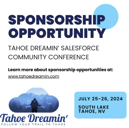 We'd love to talk to #Salesforce Partners about sponsorships! We have discount reg codes for sponsors to use in messaging to let clients/prospects know they will be there - the more registrations a sponsor brings in the lower their sponsorship cost. bit.ly/tahoesponsor