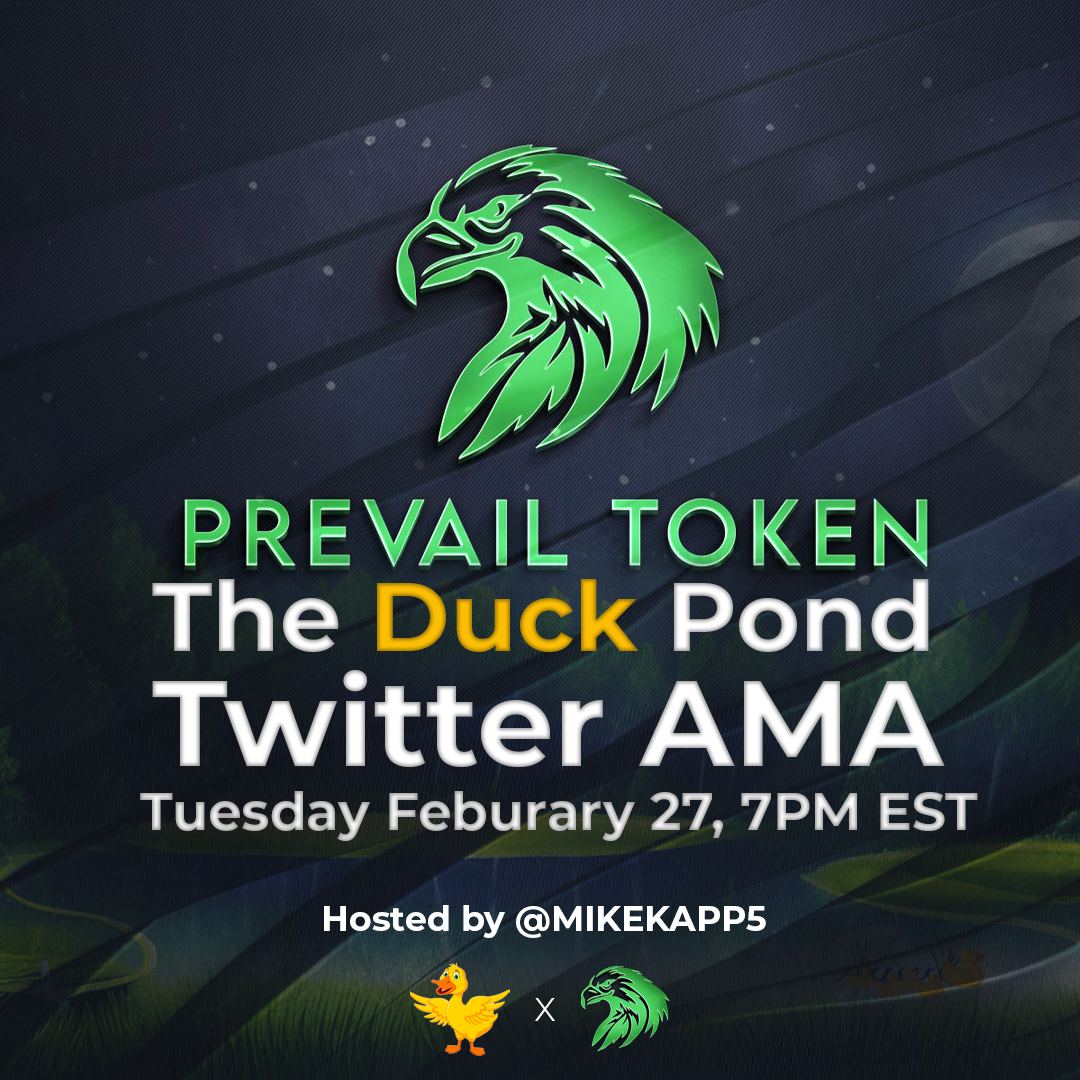 💥Coming to the DuckPond this Tuesday: @PrevailToken ! 

🥳 Join the AMA as the pre-sale is launched and find out about the SR8 OTTA THE BOX revenue generating, liquidity building use-cause.🥳
🥉Like
🥈Comment
🥇RT

QUACK QUACK MUDDA FUDDAS 🔥 🦆 

Set a reminder for my upcoming
