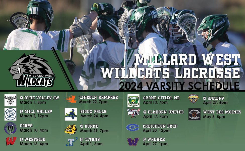 Season kickoff alert! We're pumped up and ready to hit the field as the team gears up for an exhilarating start in KC! 🚀🔥 Check out our '24 Varsity lineup, and stay in the loop with the latest updates and scores throughout the season at millardwestlax.com. #WildcatPower