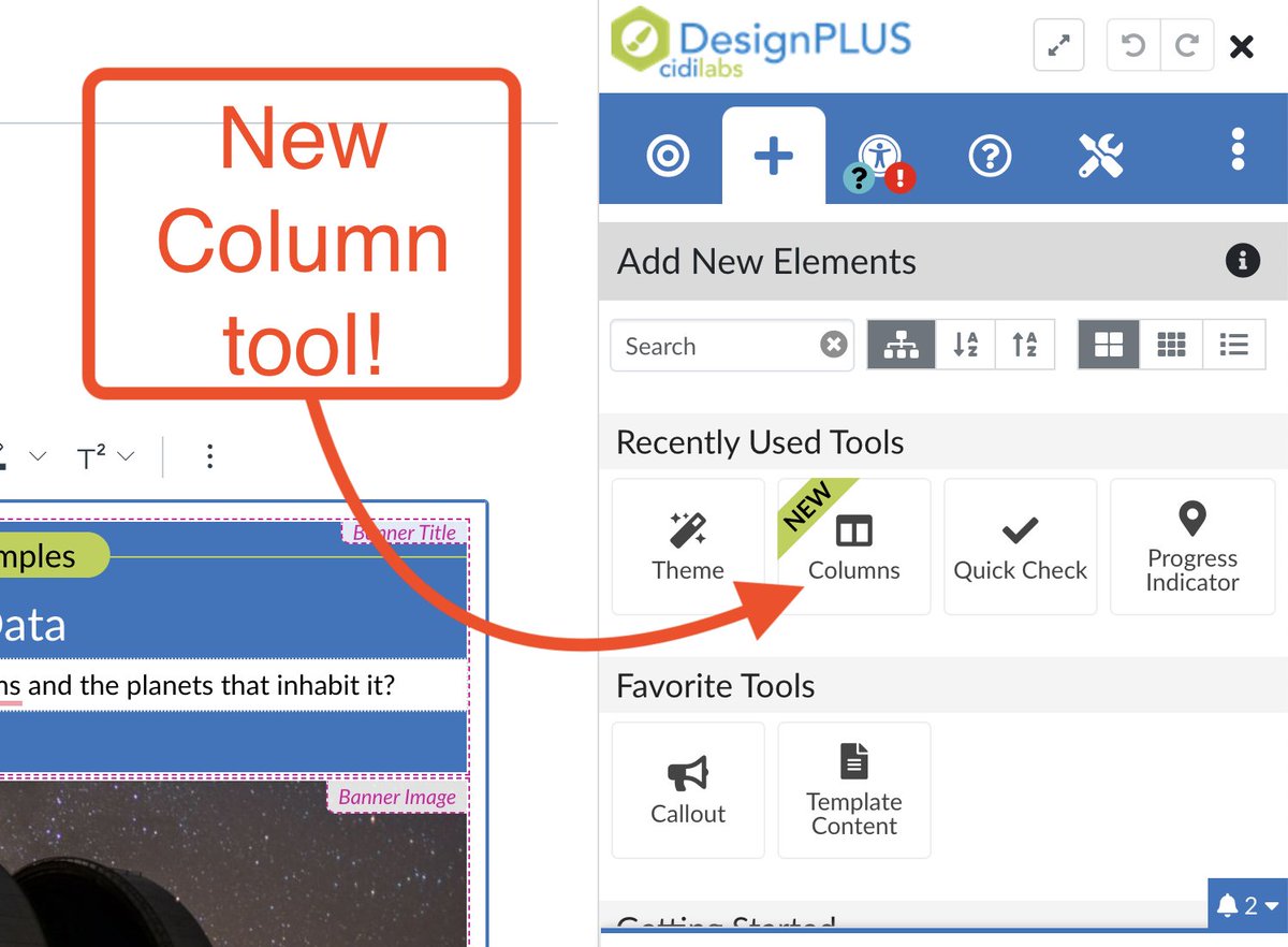 bmos's tweet photo. Because responsive page designs in @Canvas_by_Inst  matter, we have added the "Columns" tool in our DesignPLUS which allows teachers to create layouts with 2,3 4 up to 12 columns and way more rows to make custom page layouts #CanvasLMS @CidiLabs #CidiLabsTips https:/cidilabs.com https://t.co/nRKGT1x6Ft