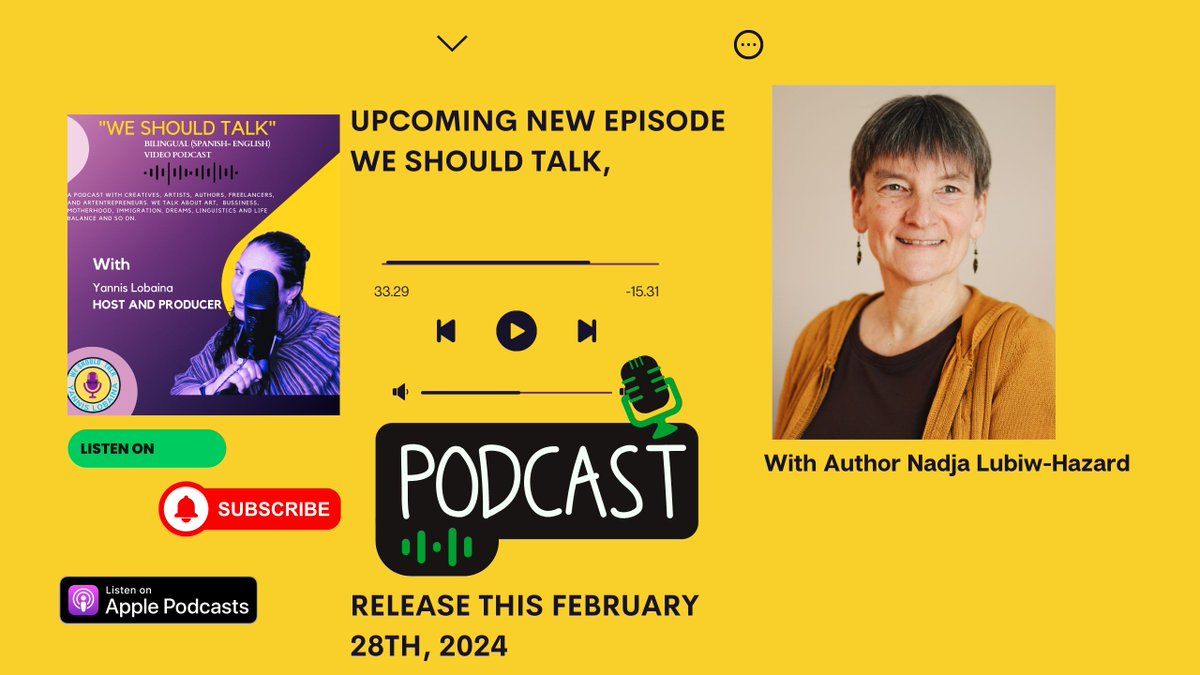 Author Nadja Lubiw-Hazard Special guest in the We Should Talk Podcast. S... youtu.be/nSy_q9tuhcE?si… via <a href="/YouTube/">YouTube</a> <a href="/nmlhazard/">Nadja Lubiw-Hazard 🇺🇦</a> Stay tuned! #weshouldtalkpodcast