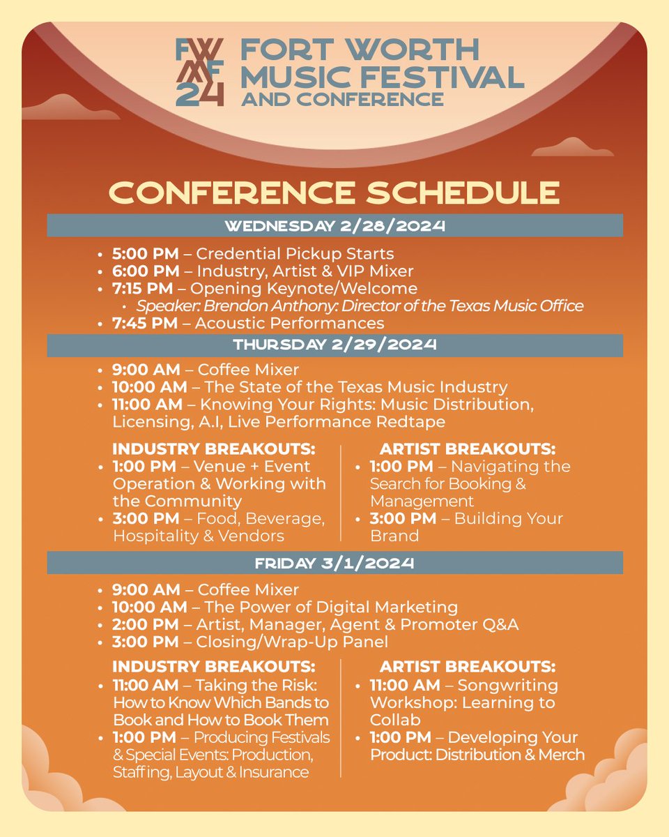 txmusicoffice's tweet photo. Texas Music Office Director Brendon Anthony will give the Keynote Address to open the 2nd Annual Fort Worth Music Festival & Conference in the historic Fort Worth Stockyards on February 28, at 7:15PM.
2nd Annual #FWMF Feb. 28-Mar 2
More info https://t.co/qW85QXbURl https://t.co/8C1Q2ri7Qq