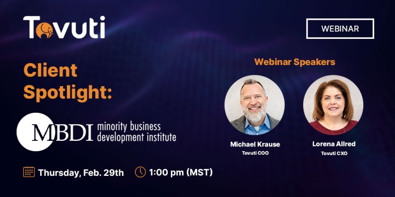 Executive Director Liz Duncan-Gilmour will be in Tovuti webinar Feb 29 1:00pm MST to discuss how Minority Business Development Institute (MBDI) champions socio-economic parity by supporting diverse businesses, and how MBDI leverages Tovuti! Register: hubs.la/Q02m71zB0 #MBE