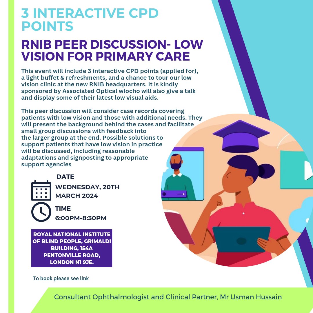 RNIB Peer Discussion- Low Vision for primary care. 3 interactive CPD available. Please follow link 👉essex-loc.us4.list-manage.com/track/click?u=…