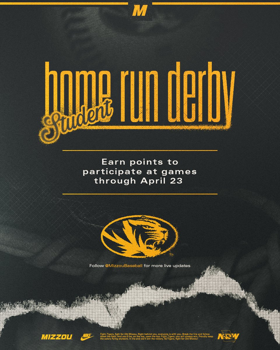 Mizzou Baseball (@mizzoubaseball) on Twitter photo Hey #Mizzou students, don't miss your chance to go deep and win prizes at Taylor Stadium! Announcing the ๐ฎ๐ฌ๐ฎ๐ฐ ๐ฆ๐๐๐ฑ๐ฒ๐ป๐ ๐๐ผ๐บ๐ฒ ๐ฅ๐๐ป ๐๐ฒ๐ฟ๐ฏ๐โคต๏ธ
๐bit.ly/49Rb0H9
#MizzouNOW | ๐ฏโพ๏ธ Hey #Mizzou students, don't miss your chance to go deep and win prizes at Taylor Stadium! Announcing the ๐ฎ๐ฌ๐ฎ๐ฐ ๐ฆ๐๐๐ฑ๐ฒ๐ป๐ ๐๐ผ๐บ๐ฒ ๐ฅ๐๐ป ๐๐ฒ๐ฟ๐ฏ๐โคต๏ธ
๐bit.ly/49Rb0H9
#MizzouNOW | ๐ฏโพ๏ธ