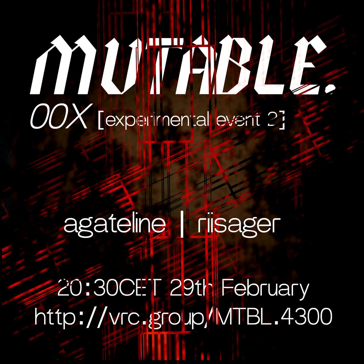 small stress-test for MUTABLE. 001. [mk2] on thursday - a deep dive through sonic marginalia from me &amp; ecstatic nu-trance &amp; techno jams from
<a href="/Riisager_/">Riisager</a> 

hope to see you there