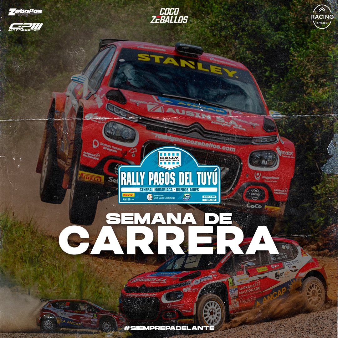 Estamos en la semana de carrera. Se viene la primera fecha del <a href="/RallyArgentino/">Rally Argentino</a> en unos días viajamos a Gral. Madariaga en la provincia de Buenos Aires para largar el #RallyPagosdelTuyu 
.
.
.
#SiemprePaDelante 🇺🇾

#RallyArgentino | <a href="/CitroenRacing/">Citroën Racing</a> | <a href="/EnjoyPde/">Enjoy Punta Del Este</a> | <a href="/UyDeporte/">Secretaría Nacional del Deporte</a> |