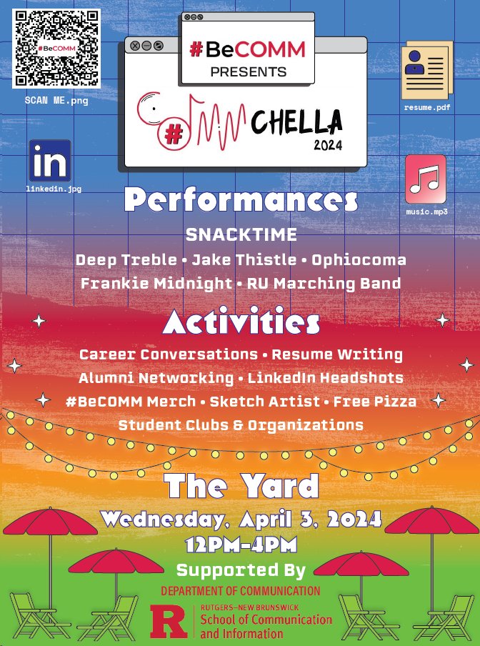 Excited to join my @RutgersCommInfo students in launching our annual #BeCOMM campaign to celebrate the communication major @RutgersU and unveiling the #music lineup for our third annual #COMMchella Music Festival on April 3. Click here to learn more. comminfo.rutgers.edu/news/departmen…
