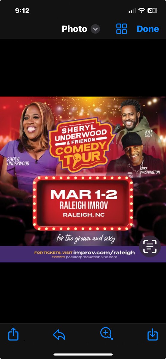 Hey 🌍⁦@sherylunderwood⁩ & Friends Comedy Tour w/ ⁦@KyleErby⁩ & ⁦@laffwitmikewash⁩ Mar 1-2 ⁦⁦⁦@ImprovRaleigh⁩ getcha tickets NOW!!!! & we’ll see you at the Show🙏🏾❤️