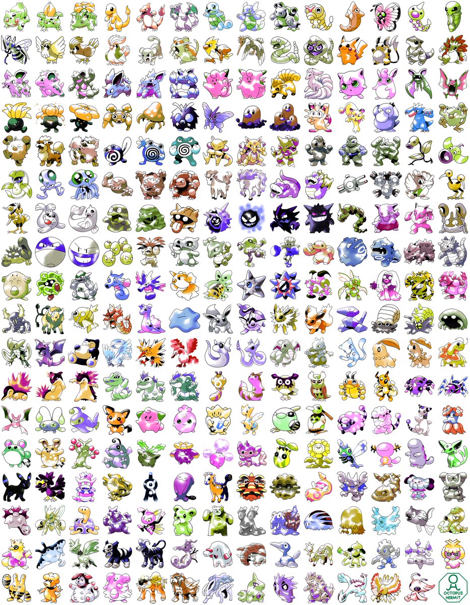 OctopusHermit's tweet photo. GEN 1 &amp; 2 SHINY SPRITE REDRAWS
#PokemonDay #PokemonDay2024 https://t.co/3QbxSqMHvM