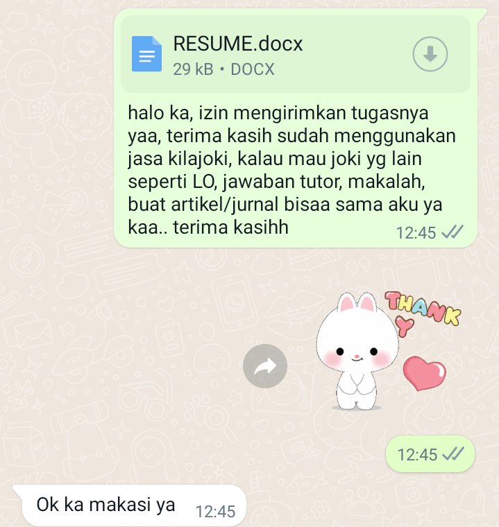 kilajoki's tweet photo. #65 REAL TESTI BY KILAJOKI

✨resume fk✨

#joki #jokitugas #jokitugaskuliah #jokitugasmurah
#zonauang #jokifk #jokifkg https://t.co/uuq676BZvx