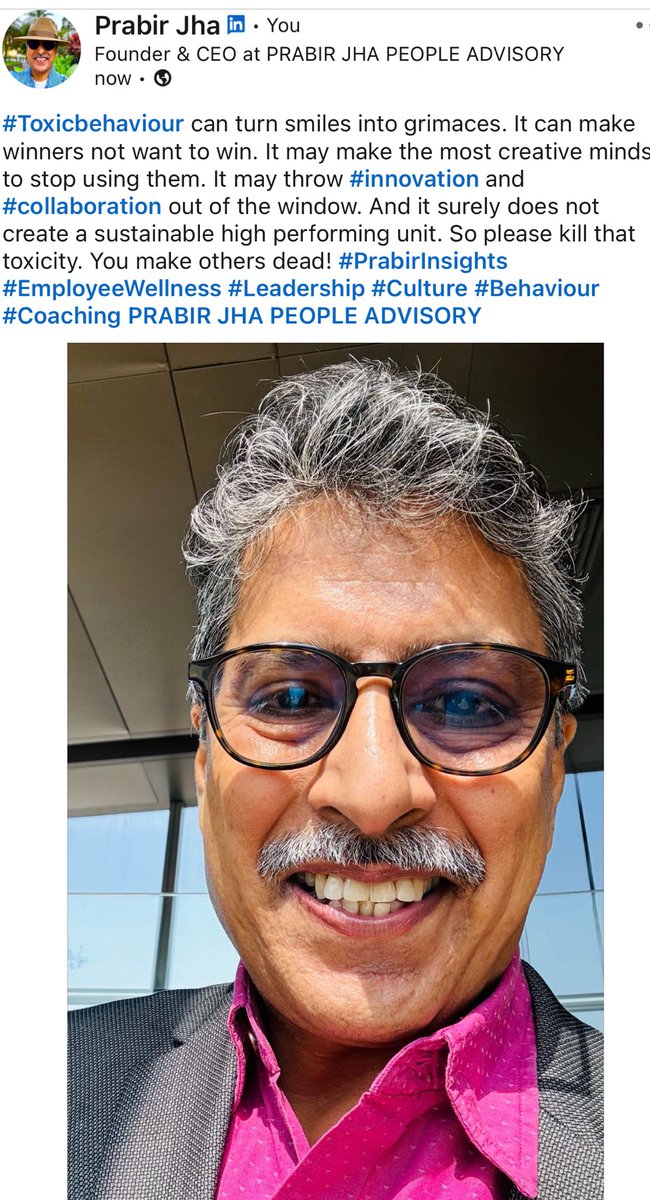 PrabirJha's tweet photo. #PrabirInsights #ToxicBehaviour #Leadership #Culture #Coaching https://t.co/QW3eHt7A8G