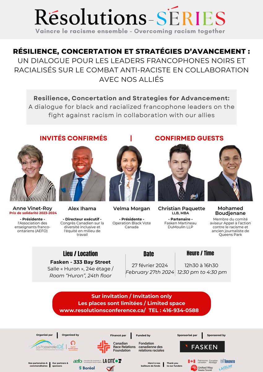 LeonieTchatat's tweet image. Engageons nous à transformer les paroles en action. Suite à #Résolutions2023 les enseignements nous guident vers un futur où la #diversité #francophone est célébrée et respectée. Hâte pour notre conversation de demain avec les invités. Merci à @FaskenLaw et @CRRF #BHM