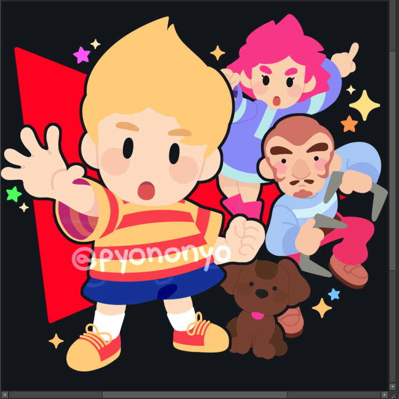 some earthbound and mother 3 designs i made for tshirts