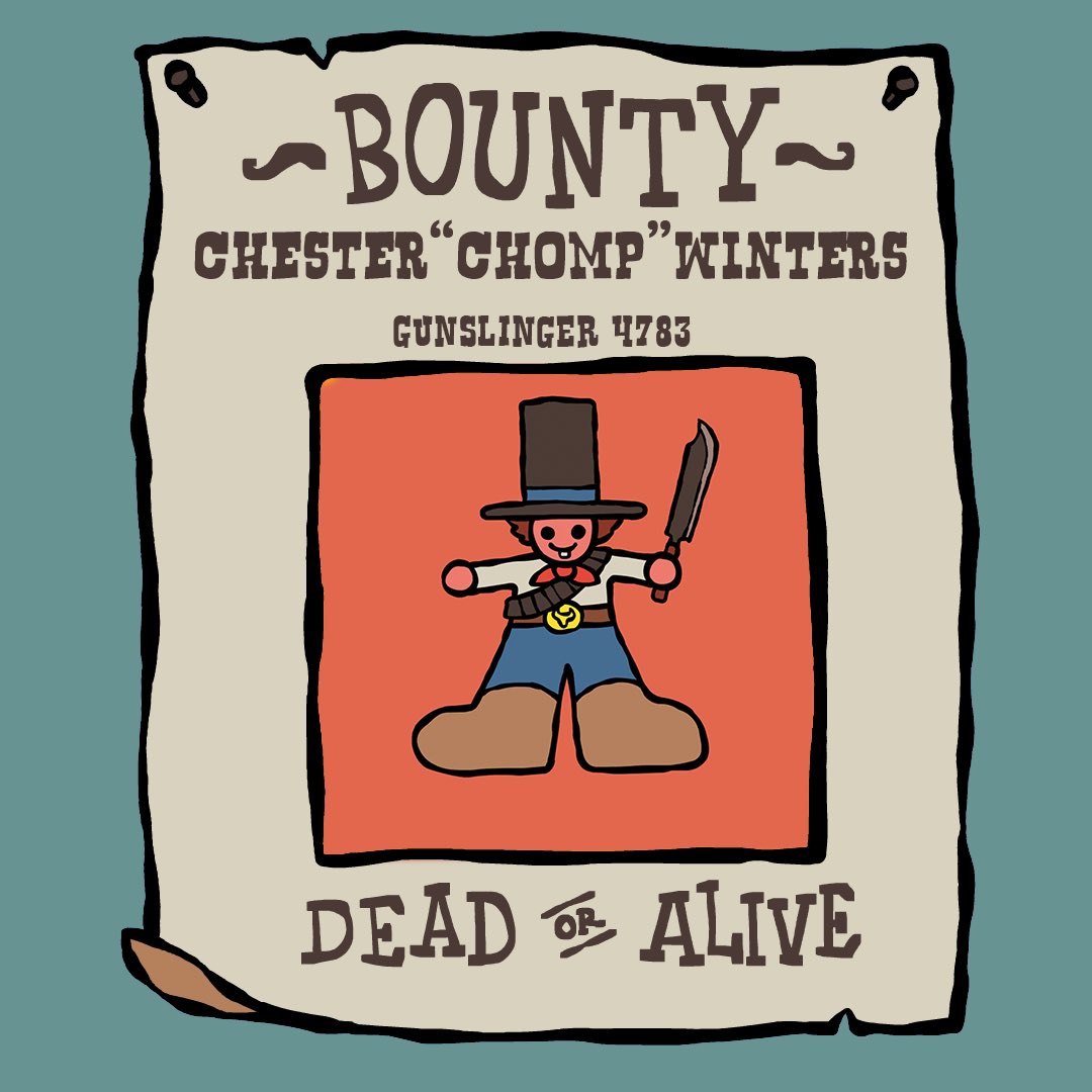 GunslingersNFT's tweet image. 🚨🚨BOUNTY HUNT IS BACK 🚨🚨
Chester "Chomp" Winters has broken free and is terrorizing the locals.👀👀 Come catch him in our discord 💪 !pew