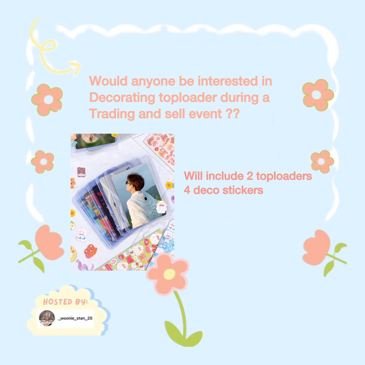 Would anyone be interested in? 

<a href="/Chi_CupSleeve/">Chicago Cup Sleeve Events</a> could you please retweet if possible thank you 
.
.
.
.
#kpop #kpoptradingevent #kpopevent #deco #toploaderdeco #spring .