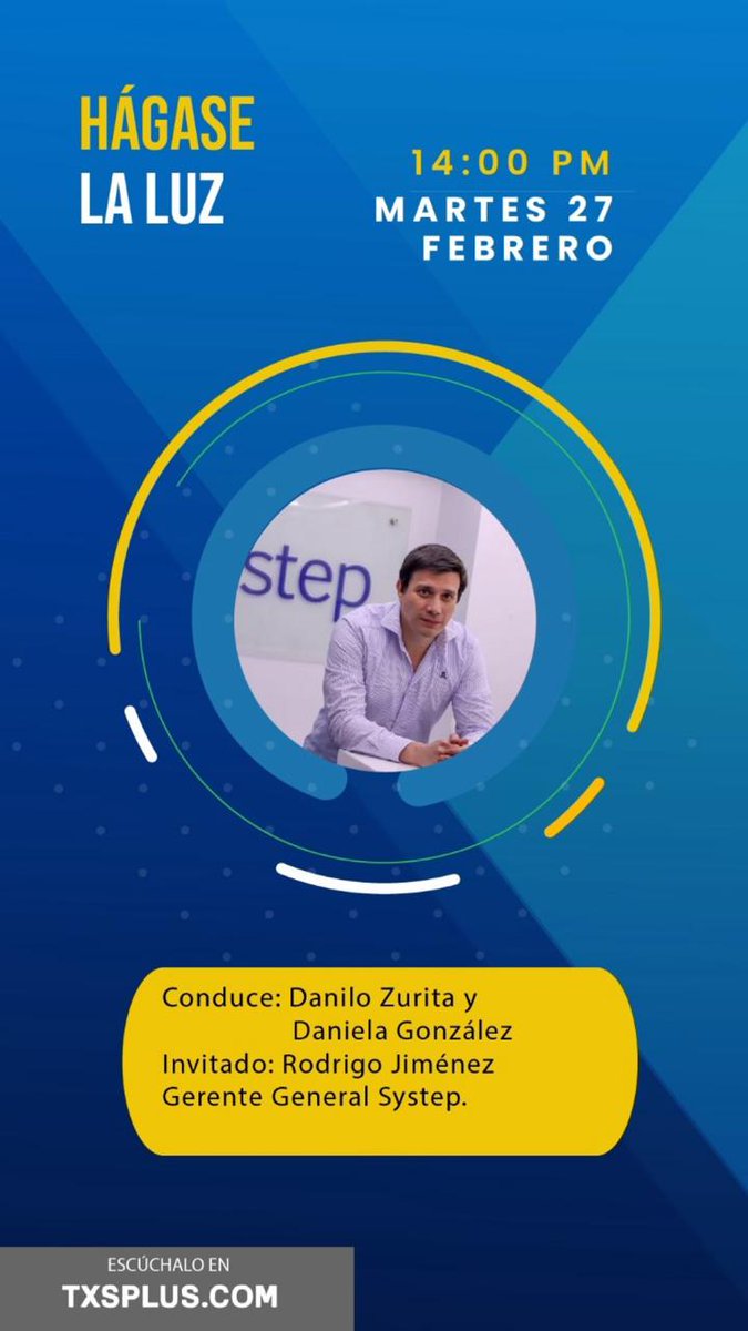 Martes 27/02, 14 hrs, capítulo 125 de #HágaselaLuz por <a href="/txsplus/">TXS+</a>. Conversamos con Rodrigo Jiménez, Gerente General de <a href="/SystepChile/">Systep Ingenieria</a>, sobre los alcances y efectos del nuevo proyecto de ley de estabilización de tarifas eléctricas. Enlace? txsplus.com/streaming/
No te lo pierdas!