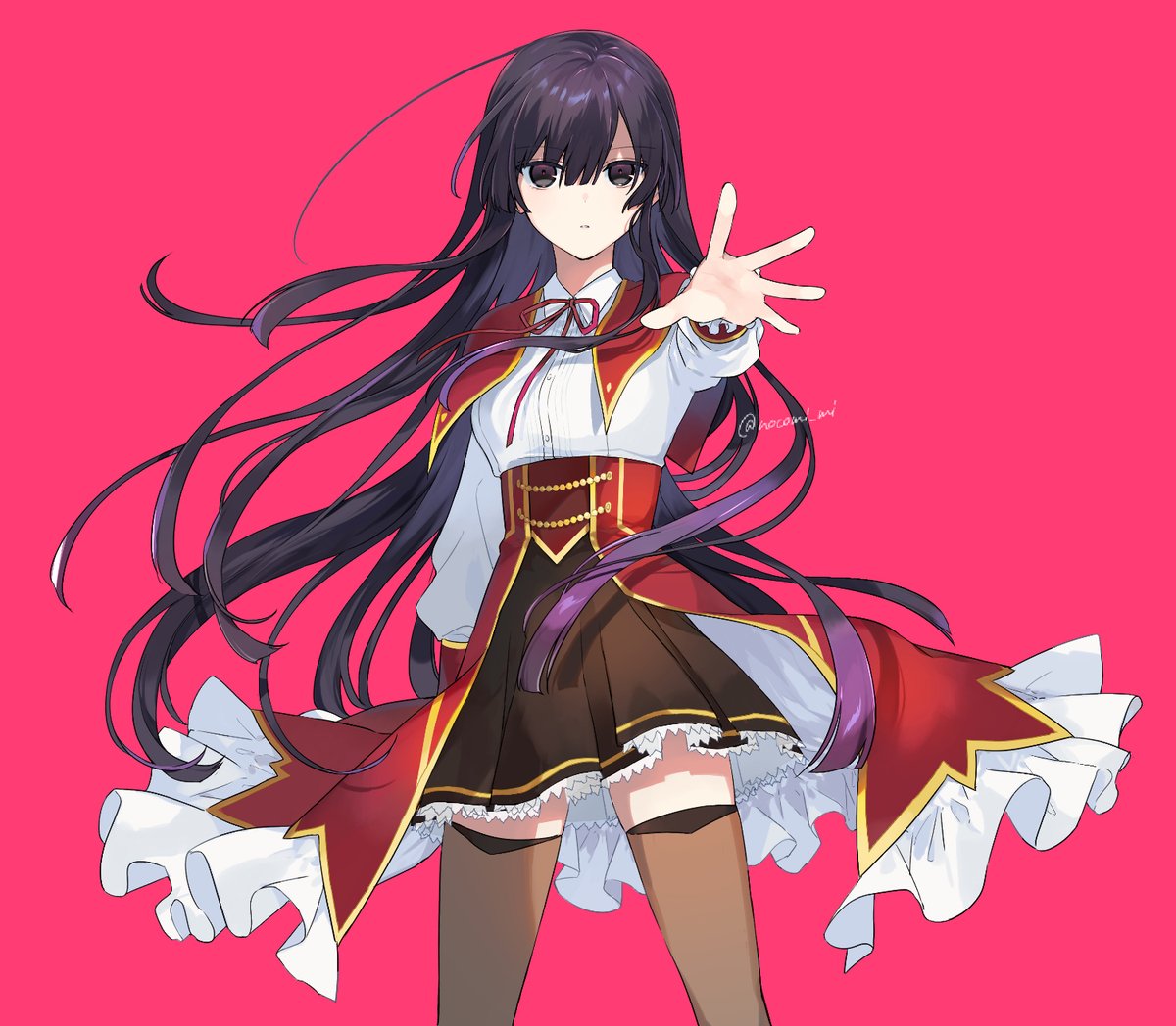 コミカライズ『悪役令嬢レベル99』1巻表紙イラストの全体図（魔法なしver）です❣️

妖艶な髪などを是非ご覧ください…🌸