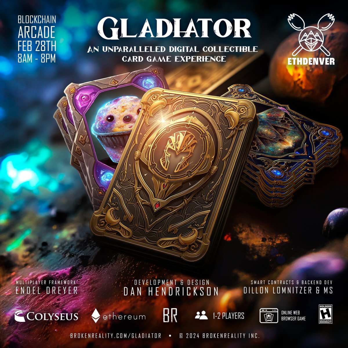 🎉 Gladiator Special Announcement! 🎮✨

I'm thrilled to share that Gladiator Game will be featured at the Blockchain Arcade during ETH Denver 2024! Mark your calendars for Wednesday, February 28th, and join me for an action-packed day from 8 AM to 8 PM.

This is your chance to