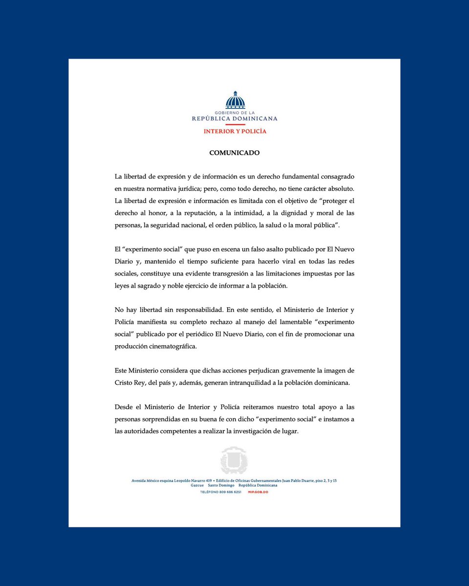 Ministerio de Interior y Policía RD tweet media