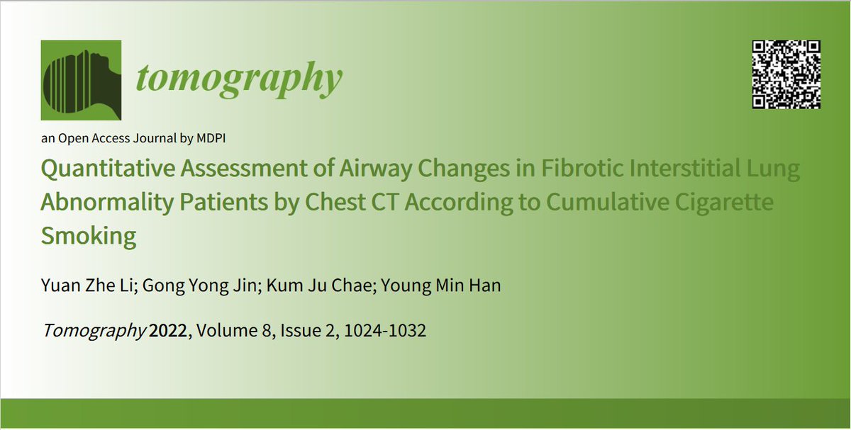 Tomography_MDPI's tweet image. 🦀Quantifying airway changes in lung health! 🌟 Our study utilizes Chest  CT to assess airway alterations in fibrotic interstitial lung abnormality patients, offering crucial insights for smokers. 🚬🔬 ⚕️ #LungHealth  #CTImaging #ResearchInFocus #MostView 
mdpi.com/2379-139X/8/2/…