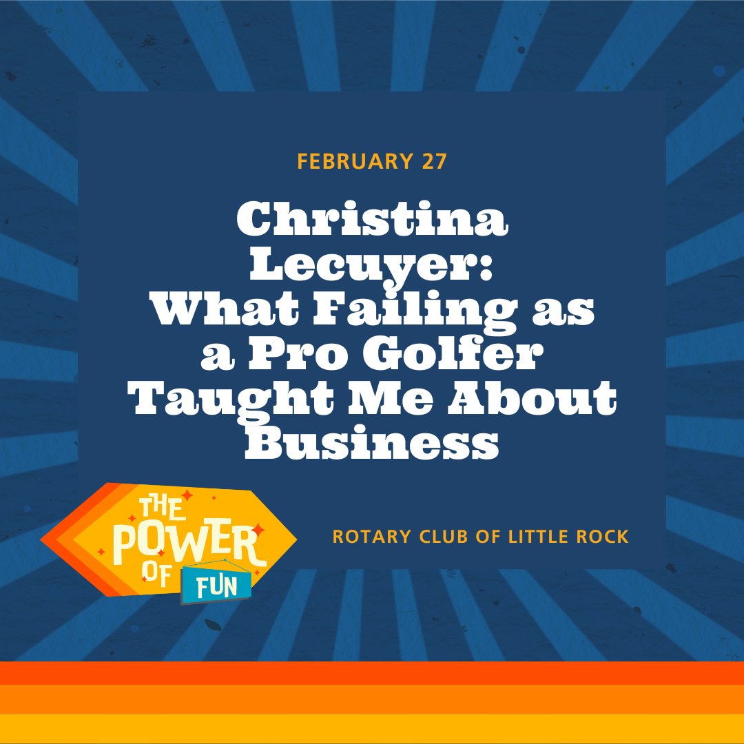 We are excited to welcome renowned motivational speaker Christina Lecuyer TOMORROW for a mid-winter mental pick-me-up! Titled “What Failing as a Pro Golfer Taught Me About Business,” Christina will speak to the power of knowledge gained through failure and leveraged for success.
